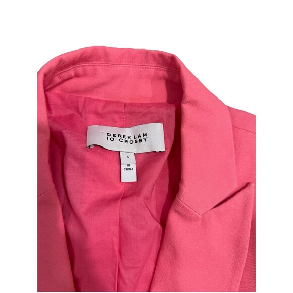 Derek Lam 10 Crosby Allie Single Breasted Hot Pink Blazer Cotton Blend 4 Barbie - Picture 2 of 15